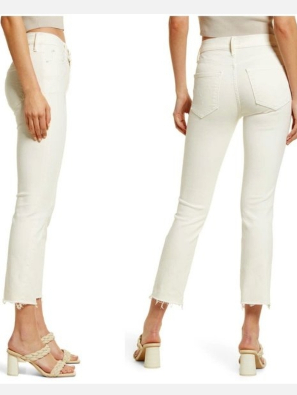 Mother The Mid Rise Dazzler Crop Fray Jeans Size 29